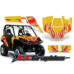 CanAm Side X Side Yellow Tribal Flames Vinyl Graphics Kit Fit BPR Commander 1000 2011