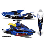 Yamaha Wave Blaster Black and Blue Carbon X Jet Ski Graphic Wrap Kit 1993-1996 - DSC-696465421-CXB