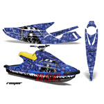 Yamaha Wave Blaster 1993-1996 P 40 Water hawk Blue and Silver Jet Ski Vinyl Decal Wrap Kit - DSC-696465421-P40SB