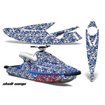 1993-1996 Yamaha Wave Blaster Skull Camo Blue and White Jet Ski Vinyl Graphic Wrap Kit