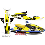 Wave Raider Yamaha Carbon X Black and Yellow Jet Ski Graphic Wrap Kit 1994-1996