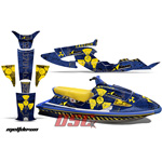 Wave Raider Yamaha Melt Down Blue and Yellow Jet Ski Graphic Wrap Kit 1994-1996