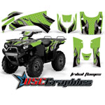 Kawasaki Brute Force 650I 4x4 ATV Green Tribal Flames Graphic Sticker Kit Fits 2006-2011