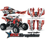 Can Am DS450 ATV Red and White Mad Hatter Vinyl Kit Fits 2008-2011