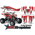 Can Am DS450 ATV White and Red Tribal Flames Vinyl Kit Fits 2008-2011