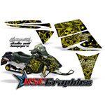 Snow Mobile Yellow Hammers And Skulls Vinyl Wraps Fit Ski Doo Rev